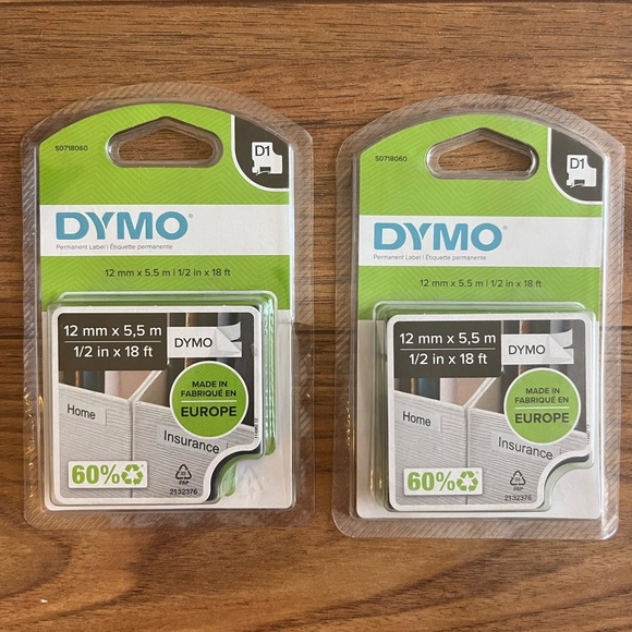 2 Pack x DYMO D1 Permanent Label , tape - Picture 1 of 2